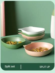 Plato llano para niños con diseño de animales de dibujos animados de un color - Amarillo - Ver 7