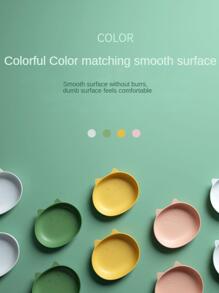 Plato llano para niños con diseño de animales de dibujos animados de un color - Amarillo - Ver 3