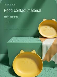 Plato llano para niños con diseño de animales de dibujos animados de un color - Amarillo - Ver 5