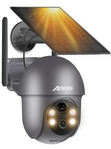 ANRAN Security Camera Wireless Outdoor With 360° View, 2K Solar Outdoor Camera With Smart Siren, Spotlights, Color Night Vision, PIR Human Detection, Pan Tilt Control, 2-Way Talk, IP65, Q1 Grey - Grey - View 1