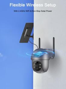 ANRAN Security Camera Wireless Outdoor With 360° View, 2K Solar Outdoor Camera With Smart Siren, Spotlights, Color Night Vision, PIR Human Detection, Pan Tilt Control, 2-Way Talk, IP65, Q1 Grey - Grey - View 2