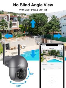 ANRAN Security Camera Wireless Outdoor With 360° View, 2K Solar Outdoor Camera With Smart Siren, Spotlights, Color Night Vision, PIR Human Detection, Pan Tilt Control, 2-Way Talk, IP65, Q1 Grey - Grey - View 3