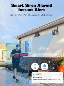 ANRAN Security Camera Wireless Outdoor With 360° View, 2K Solar Outdoor Camera With Smart Siren, Spotlights, Color Night Vision, PIR Human Detection, Pan Tilt Control, 2-Way Talk, IP65, Q1 Grey - Grey - View 4