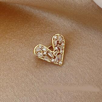 1入組女性水鑽裝飾心精美圍巾扣適用於禮品