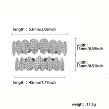 歐美嘻哈風格鑲滿鑽石的8顆銀色吸血鬼獠牙。包括上下牙齒和牙醫膠粘劑 - 銀色 - 查看 7