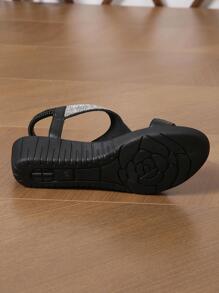 Xăng đan trang trí đính đá cho nữ, Xăng đan đế xuồng mùa hè quyến rũ - màu đen - Xem 5