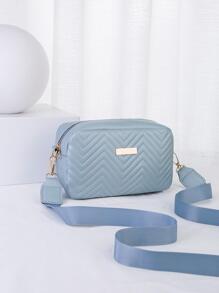 1pc Women's Quilted Crossbody Bag, Fashion Versatile Mini Square Shoulder/Crossbody Bag With Gold Hardware Decor