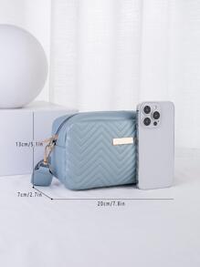 1pc Women's Quilted Crossbody Bag, Fashion Versatile Mini Square Shoulder/Crossbody Bag With Gold Hardware Decor