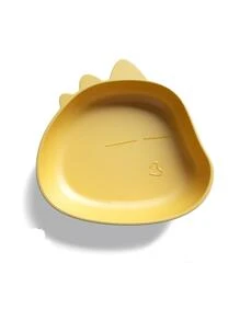 Plato llano para niños con diseño de animales de dibujos animados de un color - Amarillo - Ver 1