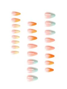Get Glamorous With 24pcs Pastel Rainbow Outlined French Tip Long Almond Ombre Full Cover Fake Nail Set - Multicolor - View 2