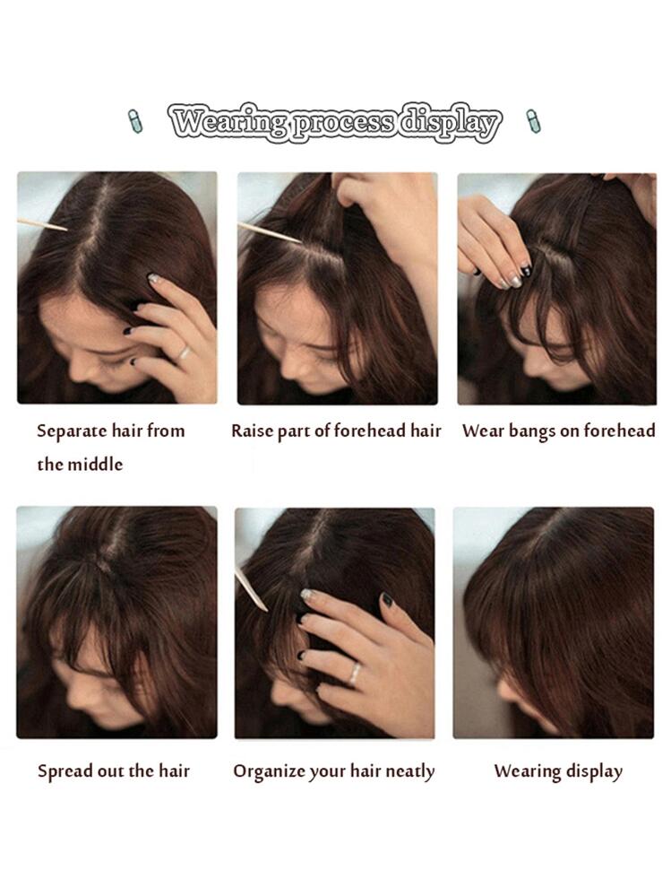 短直筒合成纖維頭髮劉海 - 黑色 - 查看 7