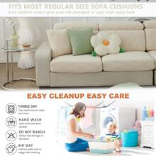 1pc Solid Stretchy Sofa Seat Cover - Beige - View 9