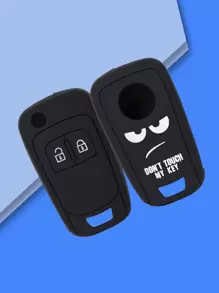 1入組字母圖案矽膠車鑰匙殼與Opel兼容 - 黑色 - 查看 1