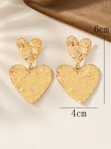 1 Pair Fashionable, Exquisite Heart-Shaped Design, Wavy Floral Pattern Earrings - Gold - View 2