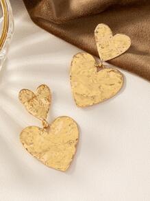 1 Pair Fashionable, Exquisite Heart-Shaped Design, Wavy Floral Pattern Earrings - Gold - View 3