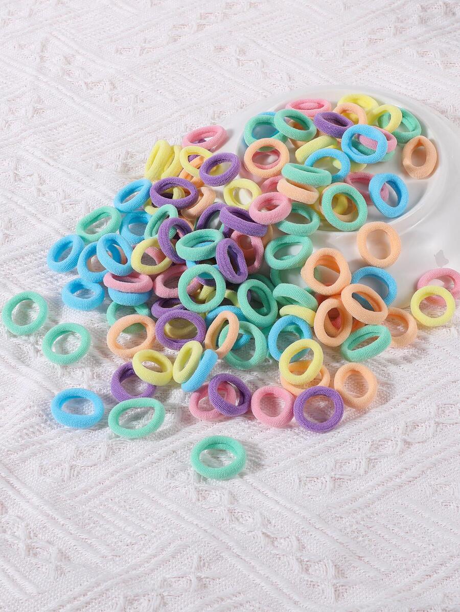 100 dây buộc tóc nhiều màu sắc cỡ ngón tay đường kính 0,8 inch dành cho bé gái, dây buộc tóc dễ thương và không gây hư tổn, dây buộc tóc đuôi ngựa dùng hàng ngày - Nhiều màu - Xem 1