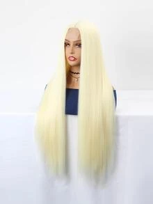 U型蕾絲超長直筒人造假髮 - 金色 - 查看 2