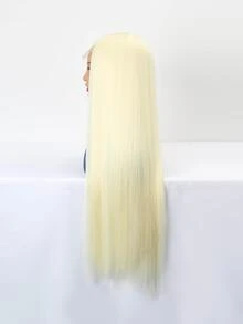 U型蕾絲超長直筒人造假髮 - 金色 - 查看 4