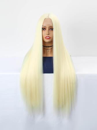 U-Part Lace Extra Long Straight Synthetic Wig