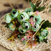 3入組仿真花,假花,鑽石,塑膠玫瑰仿真花,裝飾花卉,照片攝影道具 - 彩色 - 查看 2