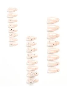 Get Glamorous With 24pcs Long Almond Bow Decor Full Cover Fake Nail Set - Multicolor - View 2