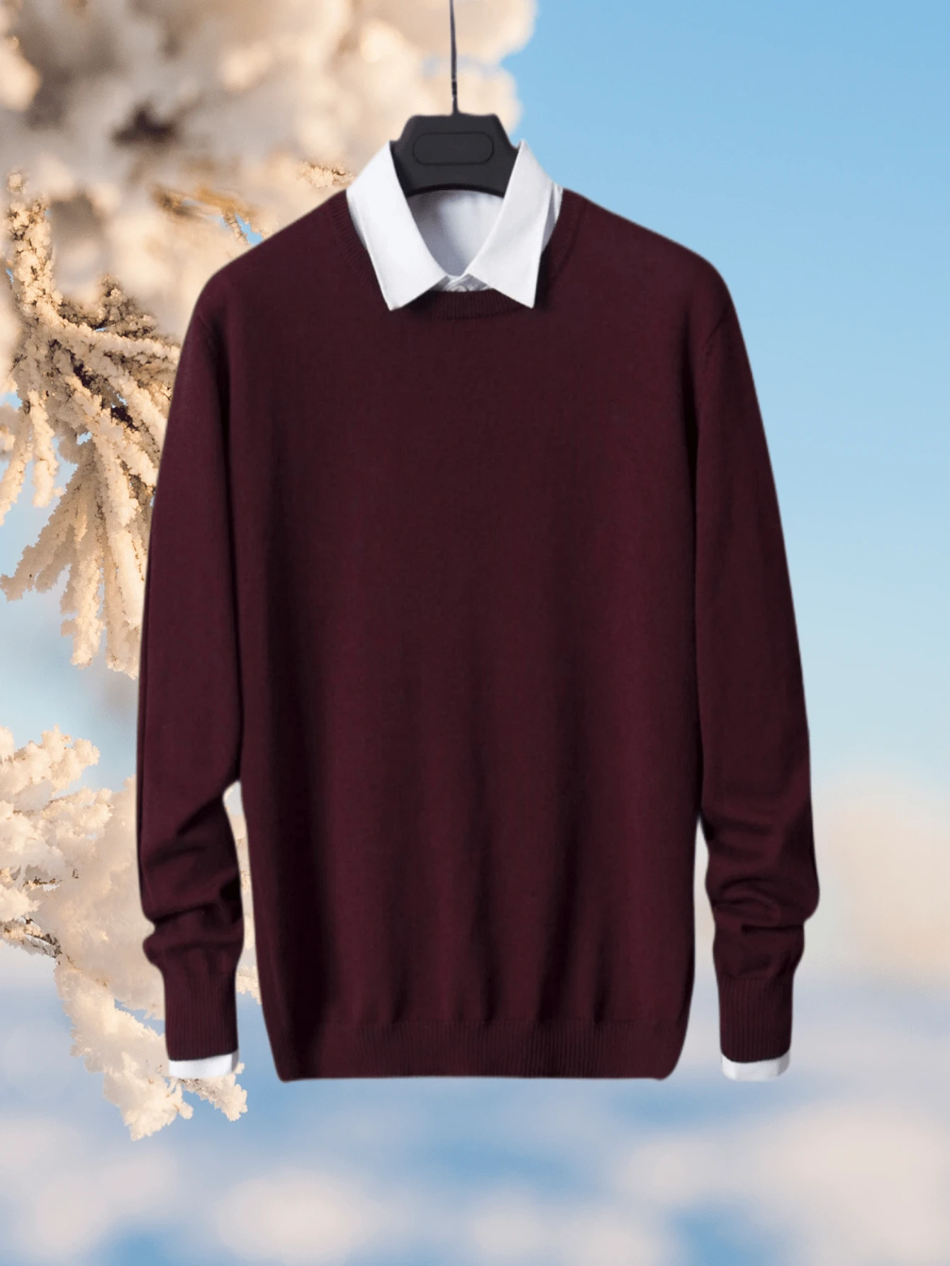 Men Sweaters - Burgundy - View 1