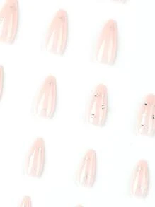 Get Glamorous With 24pcs Long Almond Bow Decor Full Cover Fake Nail Set - Multicolor - View 4