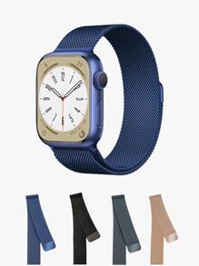 1 件金属米兰尼斯环带兼容 Apple Watch 表带 38 毫米 40 毫米 41 毫米 42 毫米 44 毫米 45 毫米 46 毫米 49 毫米 男女不锈钢网状磁性可调节表带兼容 Apple Watch Series Ultra 10 9 8 7 6 5 4 3 2 1 SE - 藍色 - 查看 3