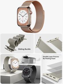 1 件金属米兰尼斯环带兼容 Apple Watch 表带 38 毫米 40 毫米 41 毫米 42 毫米 44 毫米 45 毫米 46 毫米 49 毫米 男女不锈钢网状磁性可调节表带兼容 Apple Watch Series Ultra 10 9 8 7 6 5 4 3 2 1 SE