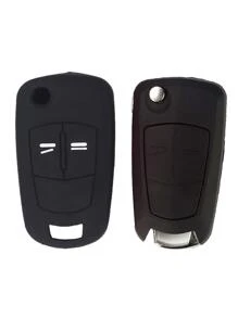 1pc Black Silicone Car Key Case Cover, Anti-drop For Opel Car - Black - View 2