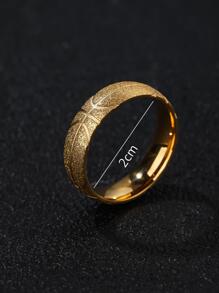 1pc Men's Gold Tone Stainless Steel Basketball Ring, Frosted Texture Band, Ideal For Daily Wear & Casual Outfits - Yellow Gold - View 4