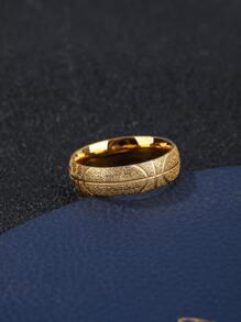 1pc Men's Gold Tone Stainless Steel Basketball Ring, Frosted Texture Band, Ideal For Daily Wear & Casual Outfits - Yellow Gold - View 3