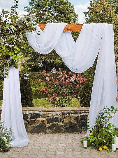 2pcs 6m White Chiffon Arch Curtain, Wedding Arch Decor, Birthday Party Background, Polyester Romantic Party Decoration, Wedding Party Bridal Gift, Room Decor, Suitable For Wedding Arch, Stair Railing, Chair Back, Sheer Curtain, Table Runner, Tablecloth, Party Supplies