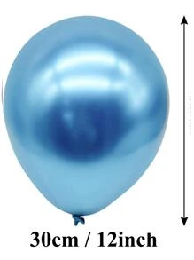 鉻合金藍色派對氣球12英寸50入組金屬質感鉻合金氣球生日寶寶派對裝飾用品派對用品 - 藍色 - 查看 3