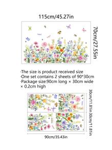 1 Set Of Plant/Flowers/Butterflies/Dragonflies Kick Line Wall Sticker For Home Decoration,Stickers,Wall Decal, Vinyl Decal For Home Decorations,Spring Decoration Items Refresh Your Home,Rama Decoration Stickers Gifts Birthday Graduation - Multicolor - View 5