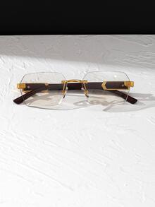 1對男士無框時尚眼鏡，適用於日常生活休閒配飾 - 無色 - 查看 2