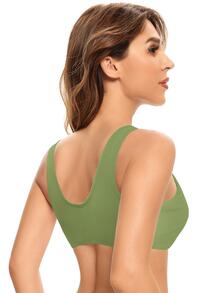 SHEKINI Knot Front Bikini Top Summer - Army Green - View 2