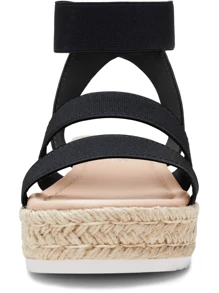 Vepose Women's 876 Double Elastic Strap Sandal Open Toe Platform Wedge Sandal Cute Espadrilles - Black - View 4