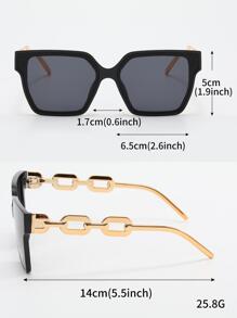 1pc Retro Ladies' Square Frame Chain Decorated Fashion Glasses For Daily Wear, Street Snap And Travel, Beach & Club Parties Elegant Shades Beach Accessories Beach Accessories For Women Glasses Shades Basics Fall Winter Women Outfits Clothes Business Casual Gifts Chain Elegant Outfit For Summer Beach Vacation,Outdoor,Travel - Grey - View 4