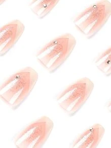 Trở nên quyến rũ với Bộ móng tay giả 24 chiếc Long Coffin Glitter Full Cover - Nhiều màu - Xem 3