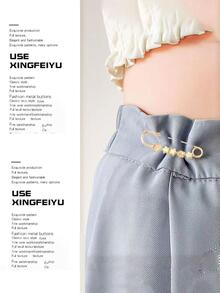 2pcs Adjustable Waist Pin For Jeans, Dresses, Etc., Can Also Be Used As Brooch - Gold - View 7