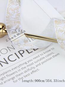 1 rollo de cinta de regalo con estampado floral, Navidad - Blanco - Ver 3