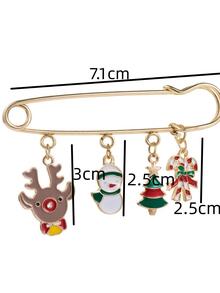 1 pieza Broche Navidad con muñeca de nieve & con diseño de árbol con diseño de pin de seguridad - Multicolor - Ver 3