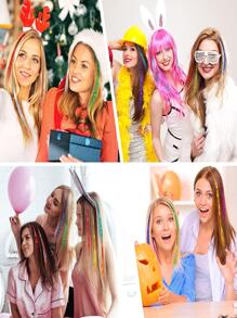 48英寸金屬絲接髮帶工具2400股線12混合顏色接髮金屬絲成套工具金屬亮絲接髮適合女士女孩髮飾適用於新年角色扮演派對 - 彩色 - 查看 6