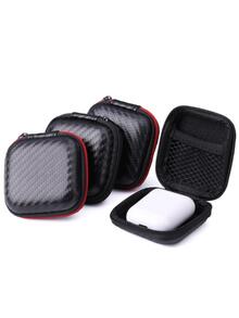 2入組便攜式迷你拉鍊方形LED鑰匙圈工作燈收納盒乙烯-乙酸乙烯共聚物難防震防潮耳機包多功能收納盒 - 黑色 - 查看 8