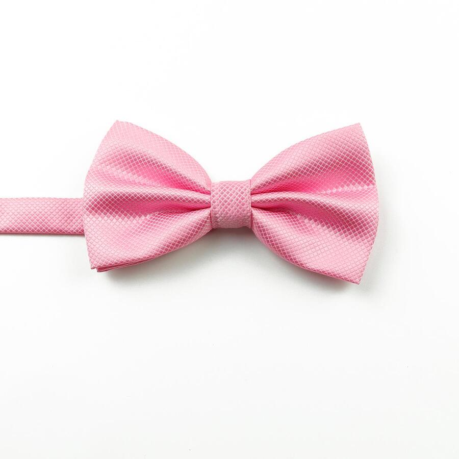1 Corbata Versátil De Patrón A Cuadros De Color Sólido, Adecuada Para Boda, Celebración, Citas Y Otras Ocasiones - Rosa - Ver 1