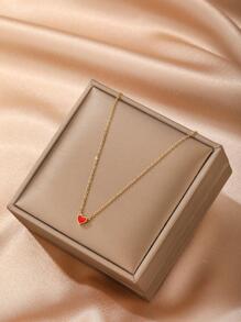 心形墜飾項鍊 - 金黃色 - 查看 1