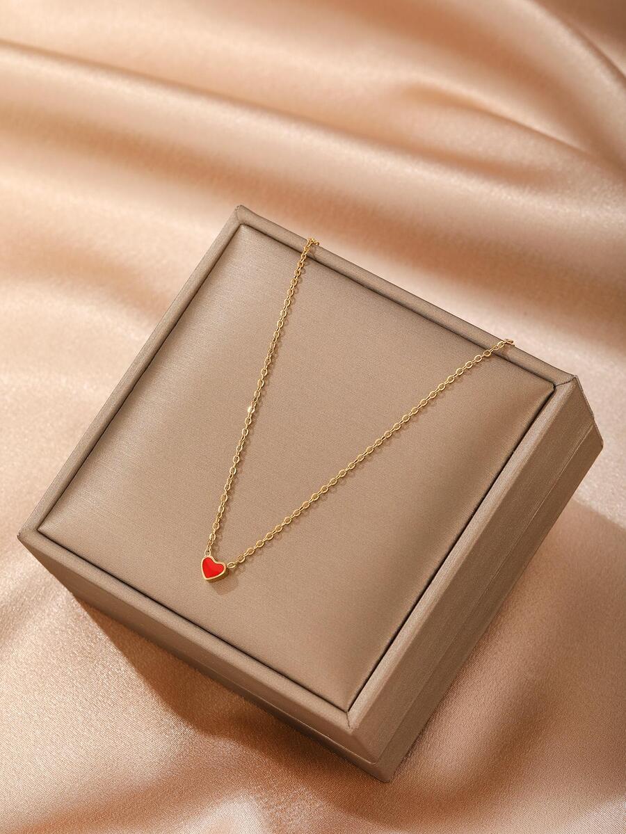 心形墜飾項鍊 - 金黃色 - 查看 1