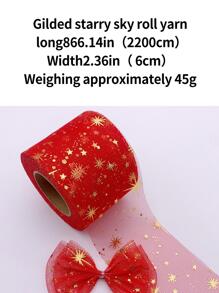 1 cuộn vải tuyn trang trí tiệc họa tiết ngôi sao - Đỏ - Xem 3