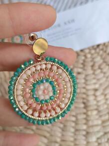 1 đôi bông tai tròn phong cách Bohemian thủ công với pha lê và hạt cho kỳ nghỉ - Nhiều màu - Xem 3